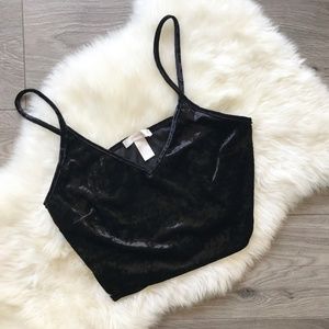 Forever 21 Crushed Black Velvet Crop Top